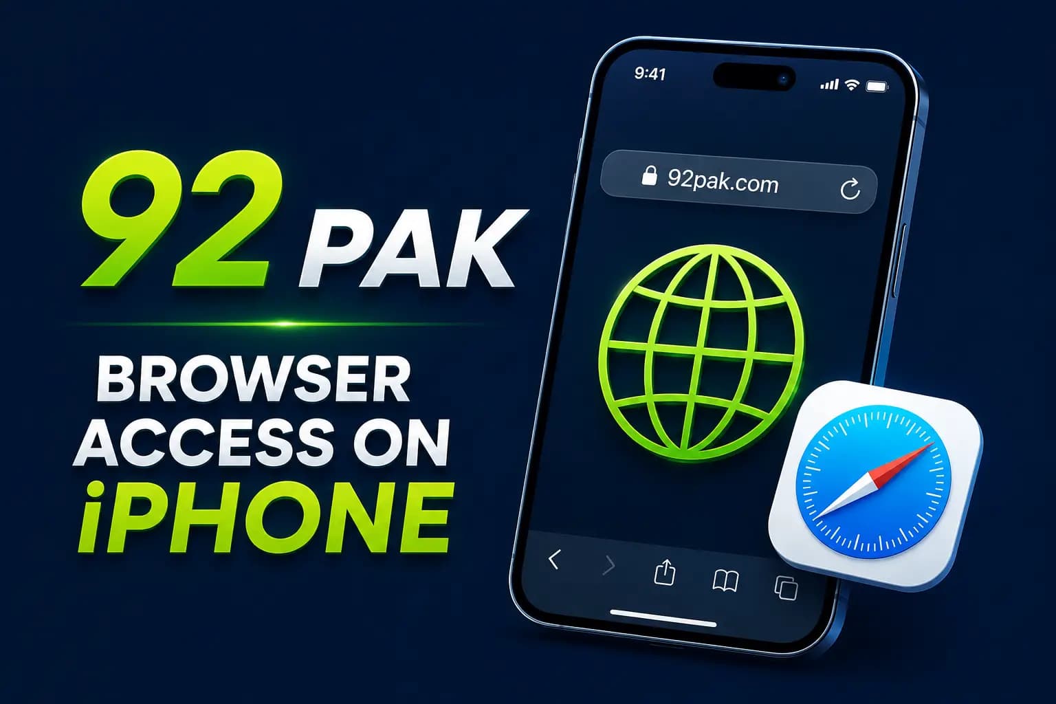 Accessing the 92 Pak website through the Safari browser on an iPhone