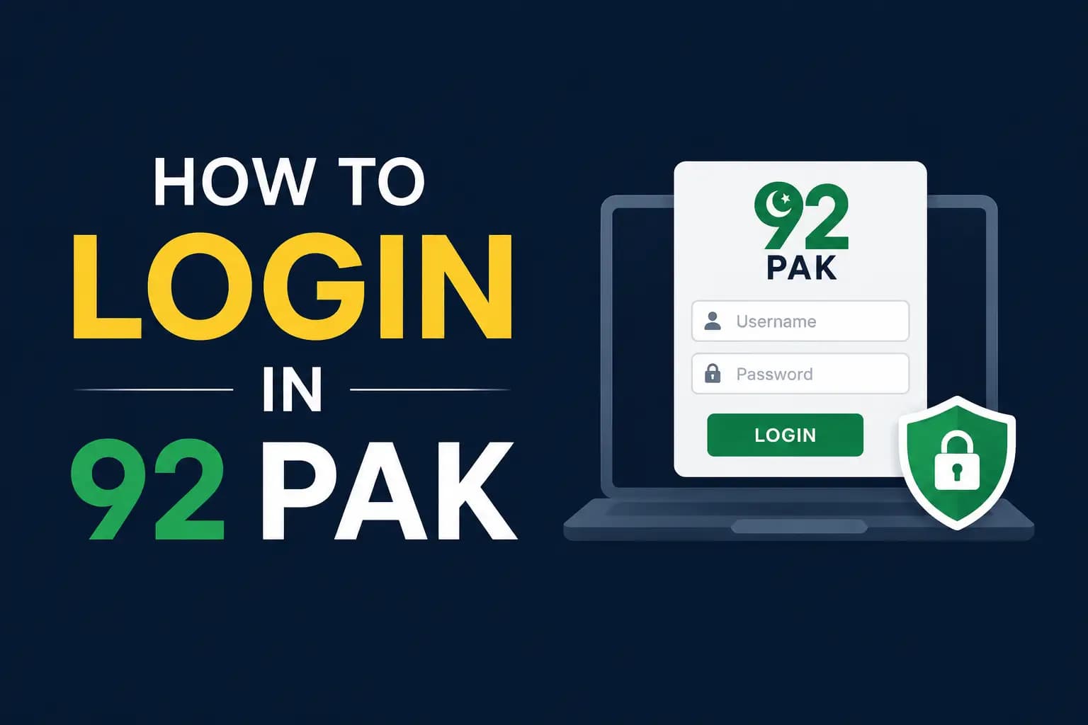 Step-by-step process showing how to log in to a 92 Pak account