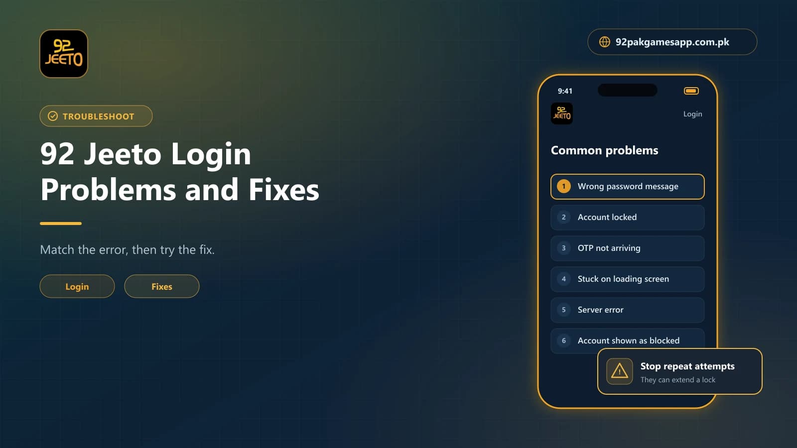 92 Jeeto Login Troubleshooting Common 92 Jeeto login problems such as wrong password, locked account, missing OTP and server errors