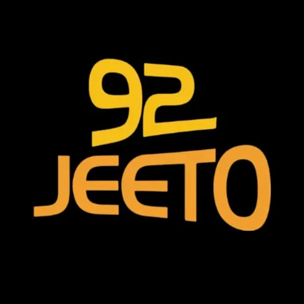 92 Jeeto Logo 92 Jeeto logo in yellow and orange lettering on a black background