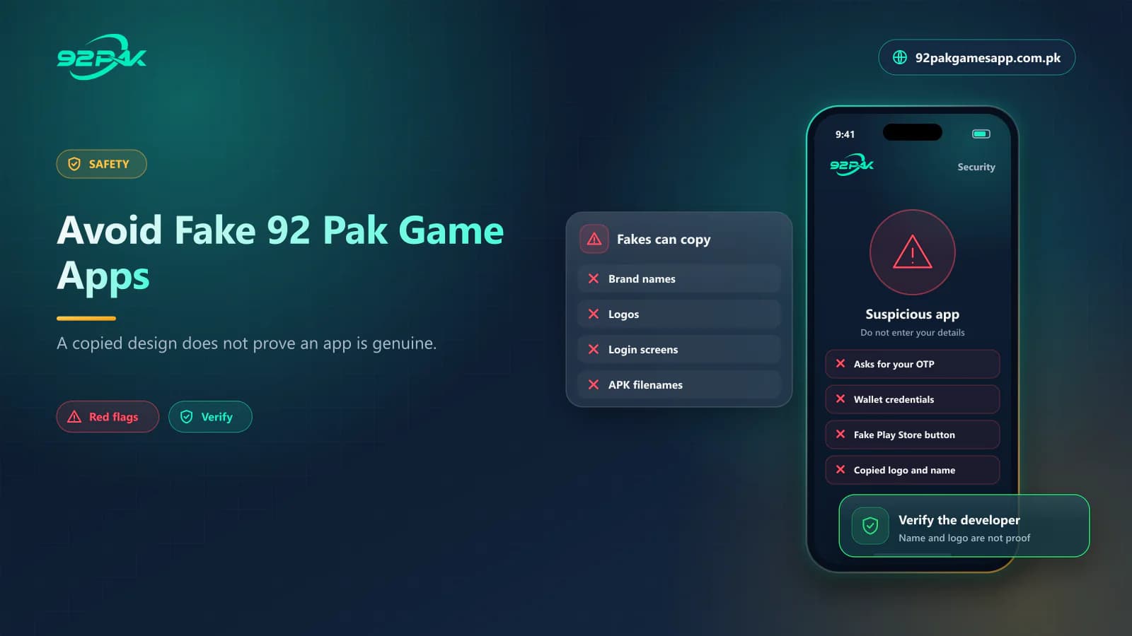 Avoid Fake 92 Pak Game Apps Warning signs of a fake 92 Pak Game app asking for an OTP or wallet credentials