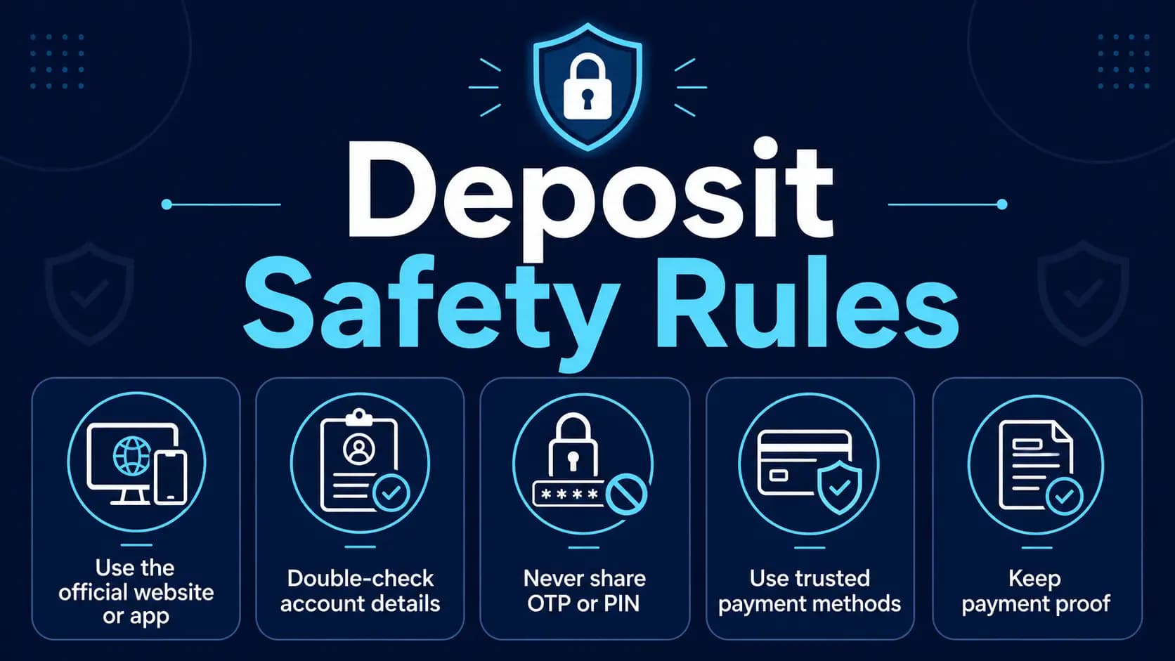 92 Pak Deposit Safety Rules Safety rules to follow before making a 92 Pak deposit